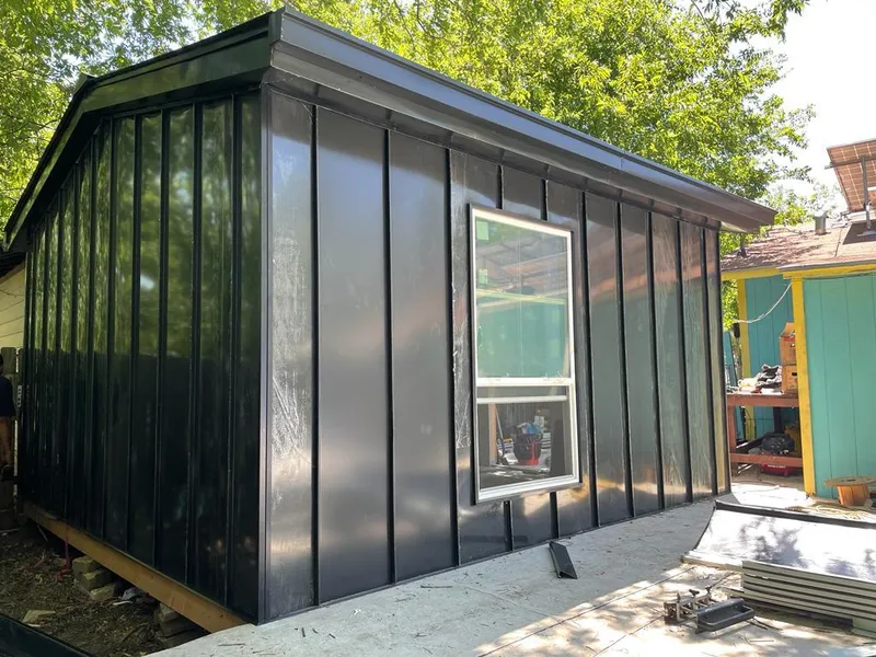 Black standing seam metal wall panels for Metal Roof Installation in Calverton